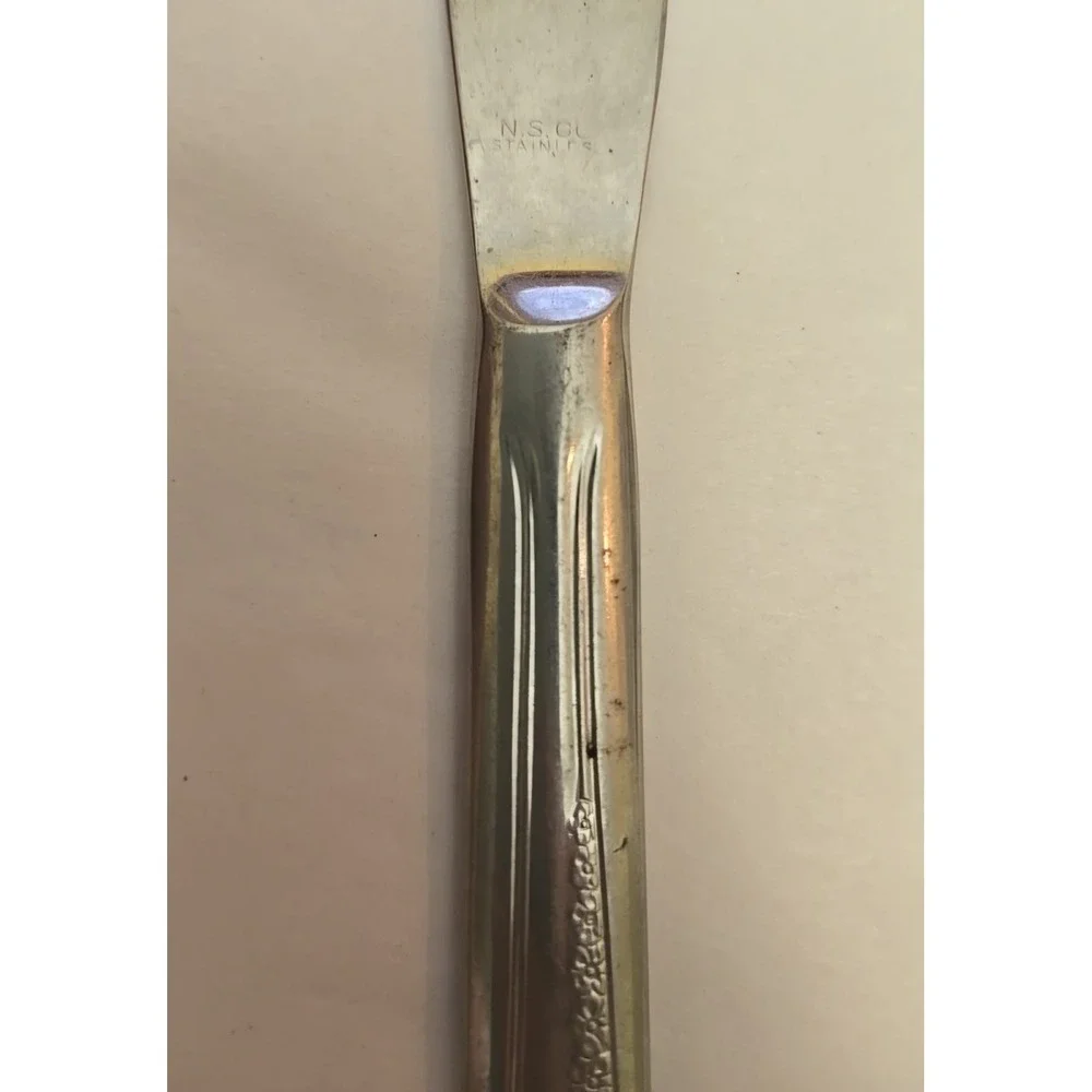 Lot Of 3‎ National Stainless NS Co Dinner Knives Flower Glossy - Unknown Pattern